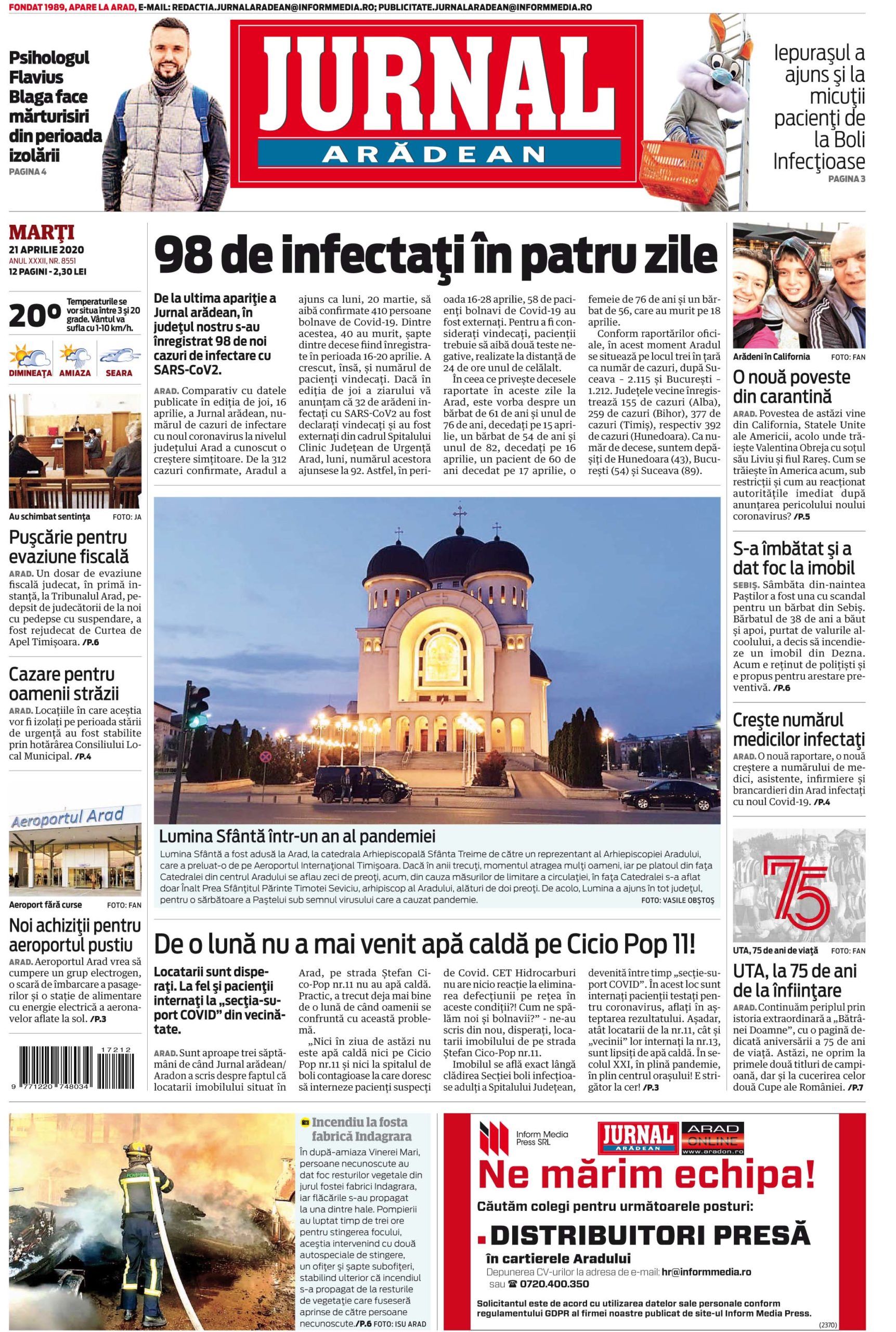 Jurnal Arădean 21.04.2020 Jurnalaradean.ro